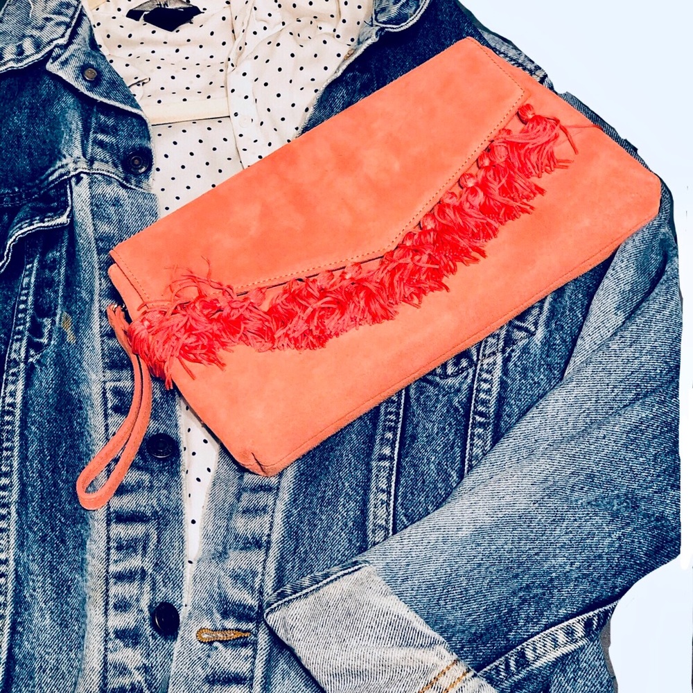 White House Black Market Suede Clutch